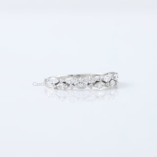 Marquise and Round Moissanite Two Raw Wedding Band