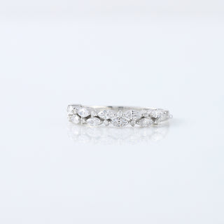 Marquise and Round Moissanite Two Raw Wedding Band