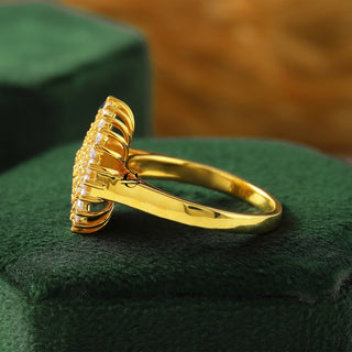 Round Lab Grown Diamond Cluster Dome 14K Yellow Gold Engagement Ring