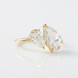 Two Pear Lab Grown Diamond Toi Et Moi 18K Yellow Gold Ring, Ring Size 5 1/2 US, Ready To Ship