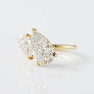 Two Pear Lab Grown Diamond Toi Et Moi 18K Yellow Gold Ring, Ring Size 5 1/2 US, Ready To Ship