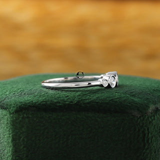 Round Five Moissanite Diamond Bezel Set 14K White Gold Engagement Ring