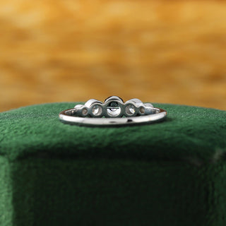 Round Five Moissanite Diamond Bezel Set 14K White Gold Engagement Ring