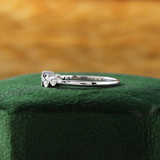 Round Five Moissanite Diamond Bezel Set 14K White Gold Engagement Ring
