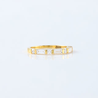 Baguette and Round Moissanite Half Eternity Wedding band