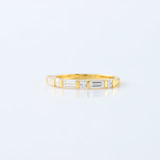 Baguette and Round Moissanite Half Eternity Wedding band