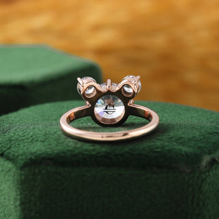 Mickey Mouse Face Diamond Ring - 3 Stone Moissanite Engagement Ring