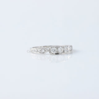 Vintage Three Stone Moissanite Diamond Minimalist 14K Gold Ring