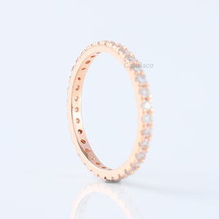 Full Eternity Round Cut Lab Grown Diamond Matching Wedding Band In 14K Rose Gold