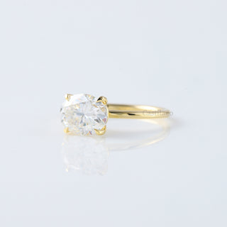 2.00 CT Oval Moissanite Solitaire 14K Solid Yellow Gold Engagement Ring