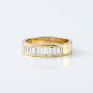 Half Eternity Baguette Lab Grown Diamond 14K Solid Gold Wedding Band