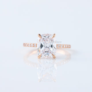 Moissanite Elongated Cushion Cut Diamond 14k Rose Gold Engagement Ring