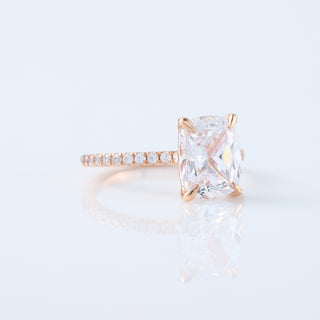 Moissanite Elongated Cushion Cut Diamond 14k Rose Gold Engagement Ring