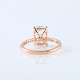 Moissanite Elongated Cushion Cut Diamond 14k Rose Gold Engagement Ring