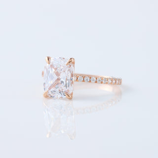 Moissanite Elongated Cushion Cut Diamond 14k Rose Gold Engagement Ring