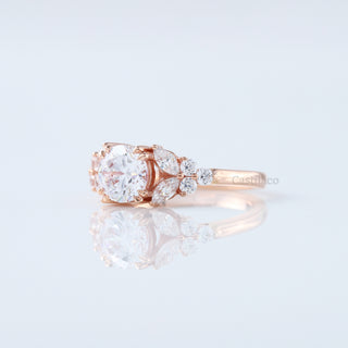 Muse Setting Round Moissanite Diamond 14K Rose Gold Engagement Ring