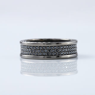 Men's Three Raw Black Moissanite Diamond Full Eternity Band