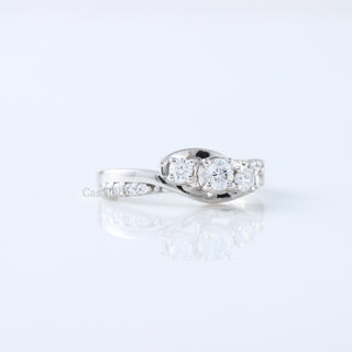 Three Stone Swirl, Bypass Lab Grown Diamond, and 14K White Gold Wedding Rings