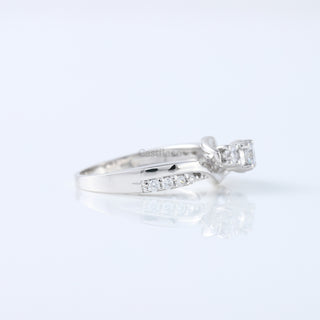 Three Stone Swirl, Bypass Lab Grown Diamond, and 14K White Gold Wedding Rings