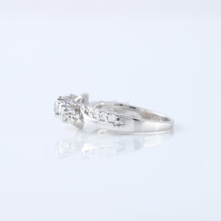 Three Stone Swirl, Bypass Lab Grown Diamond, and 14K White Gold Wedding Rings