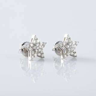 Star Shaped Baguette and Round Moissanite Diamond Stud Earrings