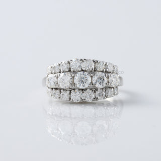 Art deco Three Layer Round Moissanite Diamond Wedding Ring