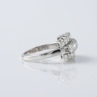 Art deco Three Layer Round Moissanite Diamond Wedding Ring