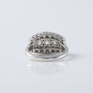 Art deco Three Layer Round Moissanite Diamond Wedding Ring