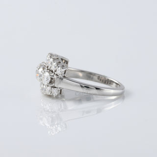 Art deco Three Layer Round Moissanite Diamond Wedding Ring