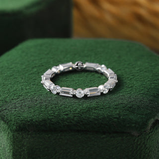 Lab Grown Baguette and Round Diamond Full Eternity Matching Band