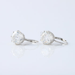 Old European Round Moissanite Diamond Lever Back Earrings