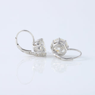 Old European Round Moissanite Diamond Lever Back Earrings