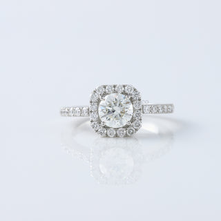 1.00 CT Round Cut Lab Grown Diamond Halo Engagement Ring