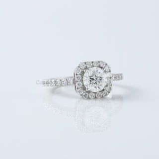 1.00 CT Round Cut Lab Grown Diamond Halo Engagement Ring