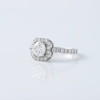 1.00 CT Round Cut Lab Grown Diamond Halo Engagement Ring