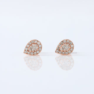 Pear Shape Lab Grown Diamond Studs, 1.10 TCW Round Lab Diamond Cluster Earrings