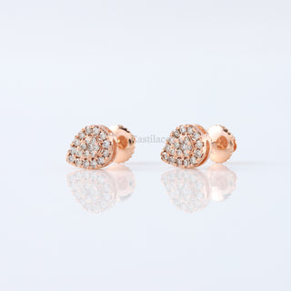 Pear Shape Lab Grown Diamond Studs, 1.10 TCW Round Lab Diamond Cluster Earrings