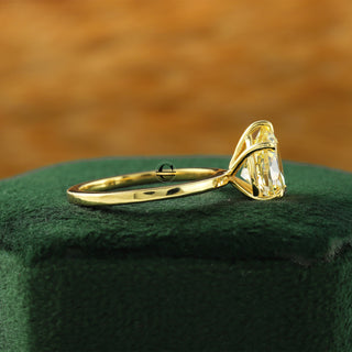 Pear Canary Yellow Moissanite Solitaire Engagement Ring in 18K Yellow Gold 