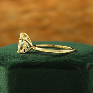 Pear Canary Yellow Moissanite Solitaire Engagement Ring in 18K Yellow Gold 
