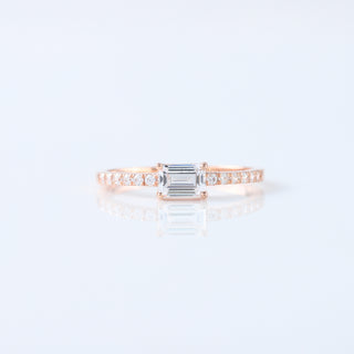 East To West 0.50 CT Emerald Cut Moissanite Diamond Stackable Ring