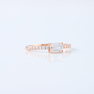 East To West 0.50 CT Emerald Cut Moissanite Diamond Stackable Ring