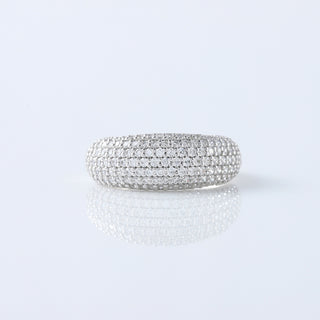 Micro Pave Dome Ring | Chunky Statement Ring with Moissanite Diamonds | Elegant Pave Set Signet Ring for Her