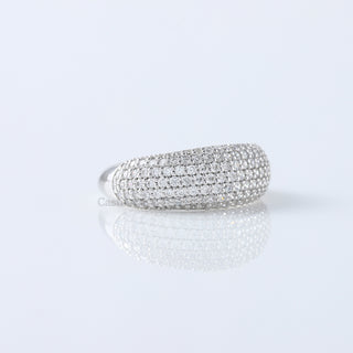 Micro Pave Dome Ring | Chunky Statement Ring with Moissanite Diamonds | Elegant Pave Set Signet Ring for Her