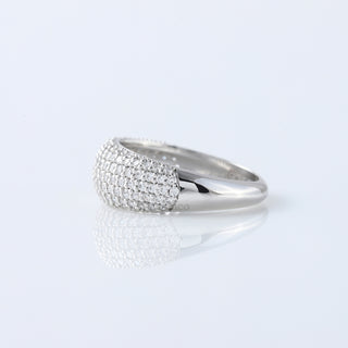 Micro Pave Dome Ring | Chunky Statement Ring with Moissanite Diamonds | Elegant Pave Set Signet Ring for Her