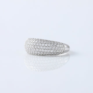 Micro Pave Dome Ring | Chunky Statement Ring with Moissanite Diamonds | Elegant Pave Set Signet Ring for Her