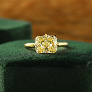 Vivid Yellow East-West Radiant Lab Grown Engagement Ring