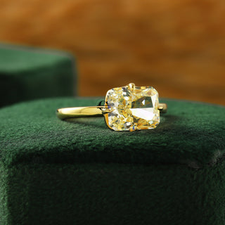 Vivid Yellow East-West Radiant Lab Grown Engagement Ring