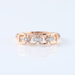 14K Rose Gold Round Cut Lab Diamond Cable Chain Link Wedding Ring