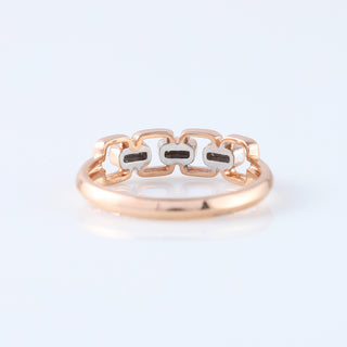 14K Rose Gold Round Cut Lab Diamond Cable Chain Link Wedding Ring