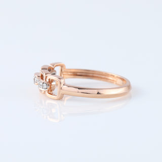 14K Rose Gold Round Cut Lab Diamond Cable Chain Link Wedding Ring